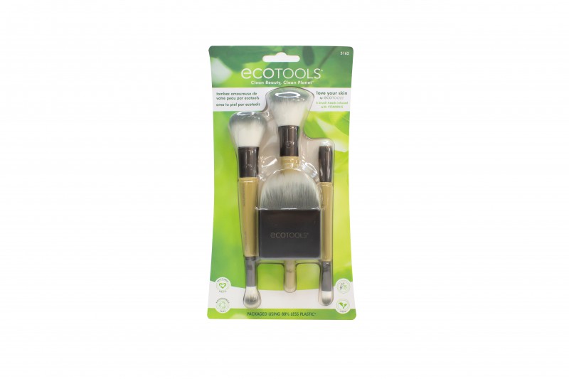 ECOTOOLS LOVE YOUR SKIN MAKEUP BRUSH SET FLAT APPLICATOR UNDER EYE ROLLER CONTAC