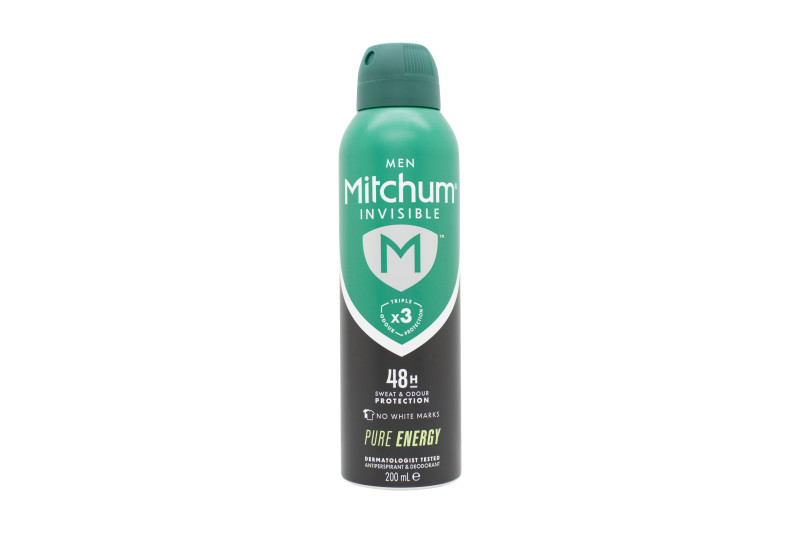 MITCHUM INVISIBLE 48HR PURE ENERGY ANTIPERSPIRANT DEODORANT SPRAY - MEN'S. NEW