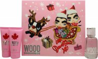 DSquared2 Wood For Her Gift Set 50ml EDT + 50ml Body Lotion + 50ml Shower Gel