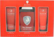 Lamborghini Sportivo Gift Set 125ml EDT Spray + 100ml Shower Gel + 100ml Aftershave Balm