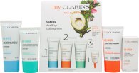 Clarins Grab And Go Set 30ml Cleansing Gel + 15ml Reboost Cream + 15ml Recharge Mask + 3ml Eye Treatment