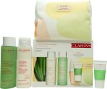 Click to view product details and reviews for Clarins cleansing essentials gift set 200ml cleansing milk 200ml toning lotion 15ml pure scrub bag.