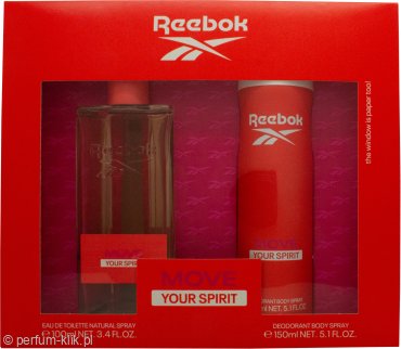 reebok move your spirit for her woda toaletowa 100 ml   zestaw 