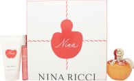 Nina Ricci Nina Gift Set 80ml EDT Spray + 75ml Body Lotion + 10ml EDT Rollerball