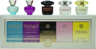 Versace Mini Set For Her Gift Set 5ml Dylan Turquoise EDP + 5ml Dylan Purple EDP + 5ml Crystal Noir EDT + 5ml Bright Crystal EDP + 5ml Yellow Diamond EDT