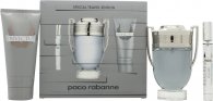 Paco Rabanne Invictus Gift Set 100ml EDT Spray + 100ml Shower Gel + Mini 10ml EDT